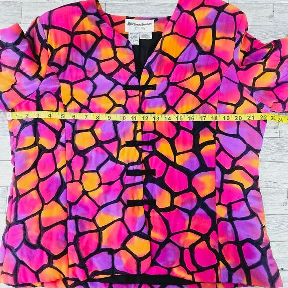 Aliki Yamani Creations Siesta 100% Silk Hand Painted Quilted Jacket Size Large - Picture 6 of 11